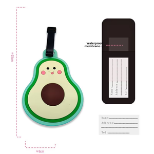 Etiqueta de equipaje de PVC impermeable con diseño de donut, <span class=keywords><strong>hamburguesa</strong></span> y letras de dibujos animados, bonita etiqueta colgante para tarjeta de embarque, con logotipo personalizado, suave, para viajes, regalo - Product Image 3