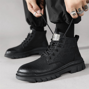 Botas para Hombre, Altura al Tobillo, Punta Redonda, Microfibra, Cierre de Cordones, Suela de Goma Antideslizante, Color Sólido, Casuales, para Exteriores - Product Image 4