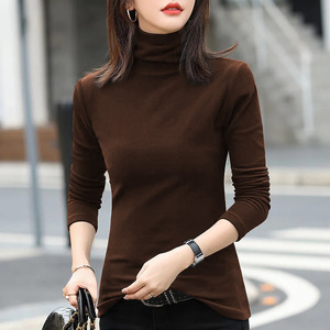 Women's Turtleneck Knit <b>Top</b> Long Sleeve Solid Color Soft Warm Base <b>Layer</b> Autumn Winter Wear - Product Image 1