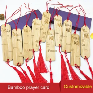 Placa de deseos de madera de bambú, respetuosa con el medio ambiente, oraciones escritas a mano de Navidad, deseos para el matrimonio, estudio y seguridad, templo grabado personalizado - Product Image 2