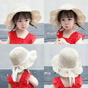 Sombrero de paja para niñas y bebés, cinta de paja, parasol de flores, sombrero de pescador, protector <span class=keywords><strong>solar</strong></span>, bonito - Product Image 5