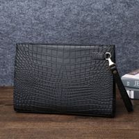 Tas Clutch Pria Tekstur Imitasi Kulit Buaya Matte Kapasitas Besar Tas Tangan Bisnis Portabel Model Amplop