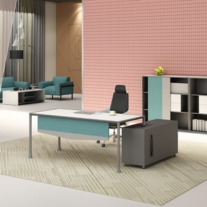 Escritorio de Oficina Ejecutivo Moderno de Lujo en Forma de L, Mesa de Madera con Material de Hierro para el Hogar, la Escuela o el Hospital, Muebles de Oficina - Product Image 1