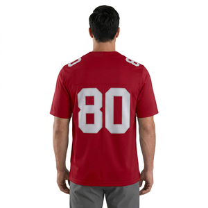 Camiseta de Fútbol Roja con Cuello en V para Hombre, Número 80, Personalizada, de Poliéster que Absorbe la Humedad, Manga Corta, Corte Regular - Product Image 4