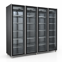 Réfrigérateur commercial à 4 portes vitrées pleine hauteur pour boissons, avec refroidissement par ventilateur, 2-8 °C ° C