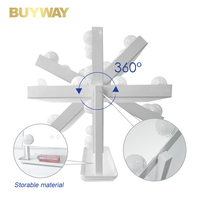 Miroir de maquillage de table BUYWAY HollywoodVanity avec 9 ampoules LED blanches, piliers inclinables réglables et base avec plateau