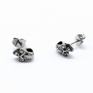 yunnique Skull <b>Stud</b> <b>Earrings</b> Titanium Steel Geometric Skeleton Design For Men And Women Fashion Jewelry - Product Image 2
