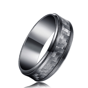 8MM Noir Classique Alliance Confort Fit Unisexe Tungstène Anniversaire Anneaux avec Gris <span class=keywords><strong>Fibre</strong></span> de Carbone USA Taille 7-13 - Product Image 4