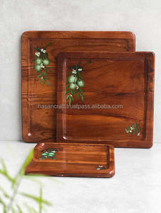HASANCRAFT Bandeja de madera hecha a mano para servir en el hogar Hotel o restaurante Producto al por mayor - Product Image 5