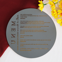 Tarjeta de Menú de Boda Redonda de Acrílico Dorado con Espejo, Texto Grabado con Láser Personalizado, Patrón Floral, Menú de Mesa para Banquete de Boda