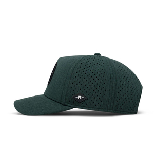 Casquette <span class=keywords><strong>Melin</strong></span> du fabricant OEM Casquette de baseball à épissage bicolore imperméable à 5 panneaux avec trou découpé au laser et logo personnalisé en caoutchouc - Product Image 4