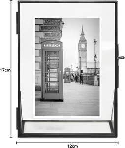 Cadre photo en métal noir personnalisé, double face, verre et métal, cadre photo flottant pour affichage sur table - Product Image 5