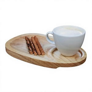 Plateau de service décoratif en bois fait main, écologique, porte-tasses, pour café, thé, collations, compatible lave-vaisselle et micro-ondes, non fini, pour la maison - Product Image 4