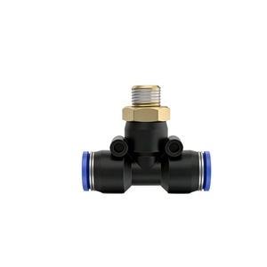 ข้อต่อลมแบบเร็วชนิด T ของ DDE Dade Pneumatics ขนาด 8 มม. เกลียวนอก สำหรับท่อลม วัสดุทองแดงและพลาสติก - Product Image 1