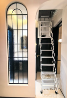 Échelle de levage d'escalier de grenier extensible invisible en métal à rétraction manuelle Conception pliante intérieure et extérieure