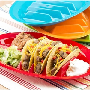 Platos de Taco Mexicanos Divididos Soporte de Taco Platos de Plástico para Alimentos para Restaurante - Product Image 3