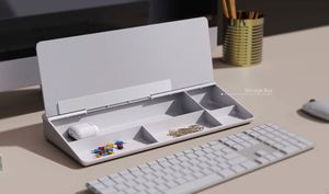Alfombrilla de Escritorio para Computadora con Espacio de Almacenamiento, Pizarra Blanca de Vidrio con Organizador para Teclado y Bloc de Notas - Product Image 3