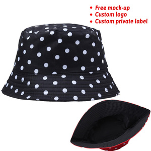 BightSun Custom Logo Plain Polyester Bucket Hat Unisex Casual Outdoor Sun Protection Daily Womens Polka Dot Fisherman Bucket Hat - Product Image 1