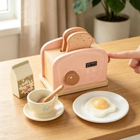 Ensemble de jeu de grille-pain en bois, jouet de cuisine, jeu d'imitation petit-déjeuner, jeu de rôle, apprentissage Montessori, cadeau éducatif pour les tout-petits et les enfants