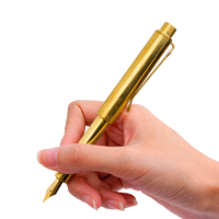 Bolígrafo Táctico Retro de Latón Macizo, Instrumento de Escritura Resistente para Bolsillo, Herramienta Manual EDC para Exteriores con Clip