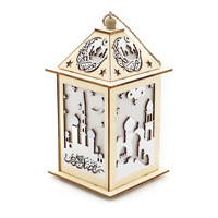 Lanterne LED en bois pour le Ramadan, Lumière suspendue ajourée Mosquée et Lune pour l'Aïd Moubarak, Décoration musulmane pour la maison