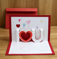 Tarjeta de Amor Romántica 3D de Alta Gama con Sobre Floral Rojo, Papel Artístico, Tamaño Personalizado para el Día de San Valentín, Aniversarios, Cumpleaños