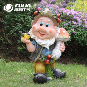 Statua da Giardino a Grandezza Naturale 47 cm in Resina, Gnomo con Fungo e Uccello, per Fattoria, Parco, Centro Commerciale, Ornamento Decorativo - Product Image 1