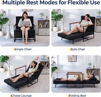 Canapé-lit pliant robuste en métal avec tissu respirant pour salon, balcon, chaise-lit multifonction et lit compact