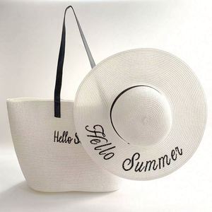 Wholesale Women Summer Vacation Beach Bag With <b>Hat</b> Fashion Sombreros De Paja Ladies Embroidery Floppy <b>Straw</b> <b>Hats</b> and Bag Set - Product Image 5