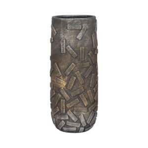 Vaso in Ceramica Moderno con Texture, Cilindrico a Strati con Finitura Metallica, Decorazione per Soggiorno, Elemento d'Arredo - Product Image 1