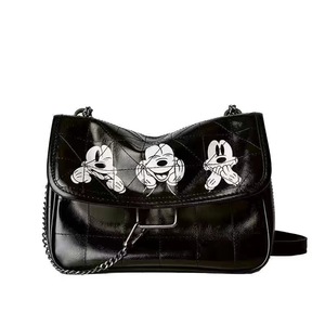 ZA Bolso bandolera de cuero PU negro para mujer, bolso de hombro suave con cadena para uso diario, viaje a rayas, moda nacional - Product Image 2