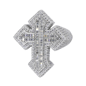 Anillo de Moda Personalizado de Fábrica, Anillo de Plata 925, 10k, 14k, 18k, con Diamante Moissanite VVS, Anillo Cruzado, Anillo Hip Hop para Cristianos - Product Image 5