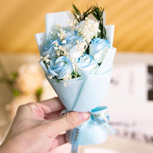 ช่อดอกไม้ขนาดเล็กสำหรับเทศกาลคริสต์มาสกุหลาบน้ำแข็งสีฟ้าบดสบู่ช่อดอกไม้สำหรับท้องฟ้าเต็มไปด้วยดวงดาวของขวัญดอกไม้แห้ง - Product Image 4