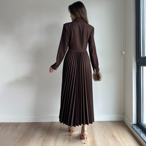 Spring New Pure Long-sleeved Button Top Pleated Long Skirt Set for Cross-border Trade of European and American Women's <strong>Clothing</strong> - Product Image 2