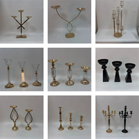 MILE Candelabre en métal doré de haute qualité, moderne, avec cadre en fer et tubes en acrylique, pour décoration de table de fête ou de mariage