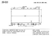 Système de refroidissement de radiateur en aluminium personnalisé JD JSD-42019 pour Impreza WRX 2003, remplacement OE 45111FE020, garantie de 12 mois
