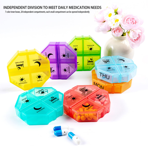 7-Day <b>Mini</b> Portable Plastic Pill Organizer 28 Partitions New Weekly Medicine <b>Storage</b> <b>Box</b> 4 Times Day Usage Healthy Option - Product Image 4