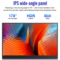 Monitor Gaming portabel 14 inci, resolusi Full HD 1080P 60Hz 6Ms IPS LCD Backlit USB antarmuka tipe-c telepon seluler PC Laptop