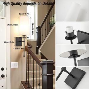 Lámpara de Pared LED Recargable, Lámpara de Pared Inalámbrica de Metal Vintage de Lujo para Interiores, Control Remoto, Pantalla de Tela, Luces Inteligentes para el Hogar - Product Image 4