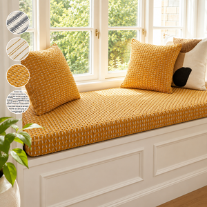 Custom Outdoor Square Bench Cushion Bay Window <strong>Seat</strong> <strong>Pad</strong> 100% Cotton Polka Dot Pattern Foam Filled OEM Brand - Product Image 1