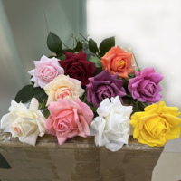 Vraie touche latex soie ciel blanc bleu rose 3d roses artificielles fleurs faux vrai toucher latex roses fleur pour la décoration intérieure