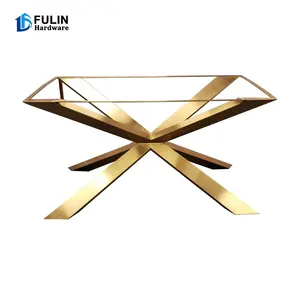 Fabrik preis Edelstahl Tisch mit quadratischen Beinen Möbel Tischbeine Gold Edelstahl Metall Esszimmer Eisen Möbel Basis