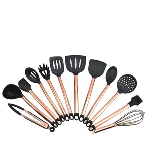 13 Pieces Silicone Cooking Utensils Set Kitchen Tools Stainless Steel Spatula Set with Rose Gold <b>Handle</b> - Product Image 1