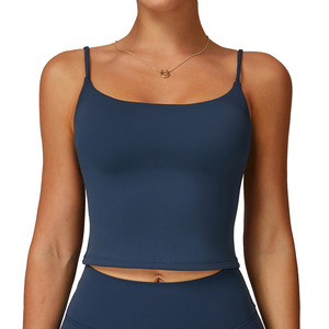 Top Deportivo Corto de Yoga para Mujer Zechuang, en Nailon y Spandex, para Entrenamiento y Fitness, Color Azul, Tallas S, M, L, XL - Product Image 1