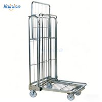 Kainan Plateforme de stockage industrielle logistique en treillis d'acier, démontable sur trois côtés, pliable et roulante, galvanisée