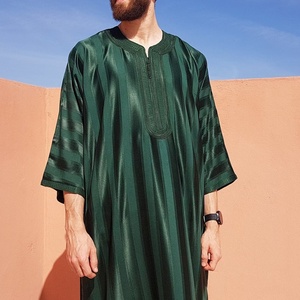 Hombres marroquíes Thobes musulmán bordado Jubbah ropa islámica árabe Arabia Saudita moda Thawb Bata para <span class=keywords><strong>hombre</strong></span> M0076 - Product Image 4
