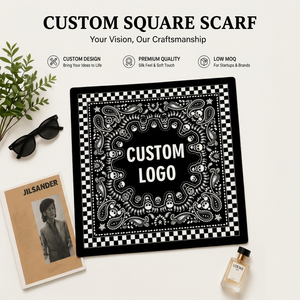 Custom Printed Logo Square Scarf Cotton Bandana Fashion <b>Head</b> Scarf Personalized Design OEM ODM Manufacturer - Product Image 1