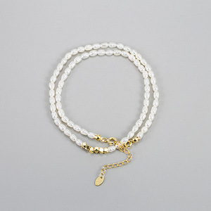 Collane di perle autentiche barocche di acqua dolce 18K placcato oro 18K con perline in argento Sterling - Product Image 3