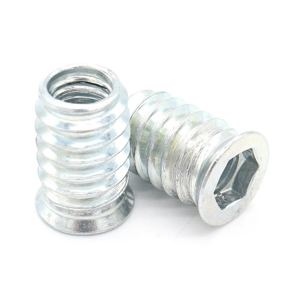 ZINC Plated Long Hex Furniture Insert Thread Wood Nuts M8 M10 Wholesale Suppliers