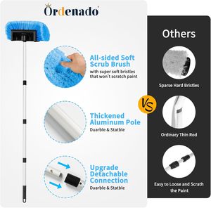 Nettoyeur de voiture en PVC à cinq faces avec manche long, brosse à poils doux et manche extensible - Product Image 2